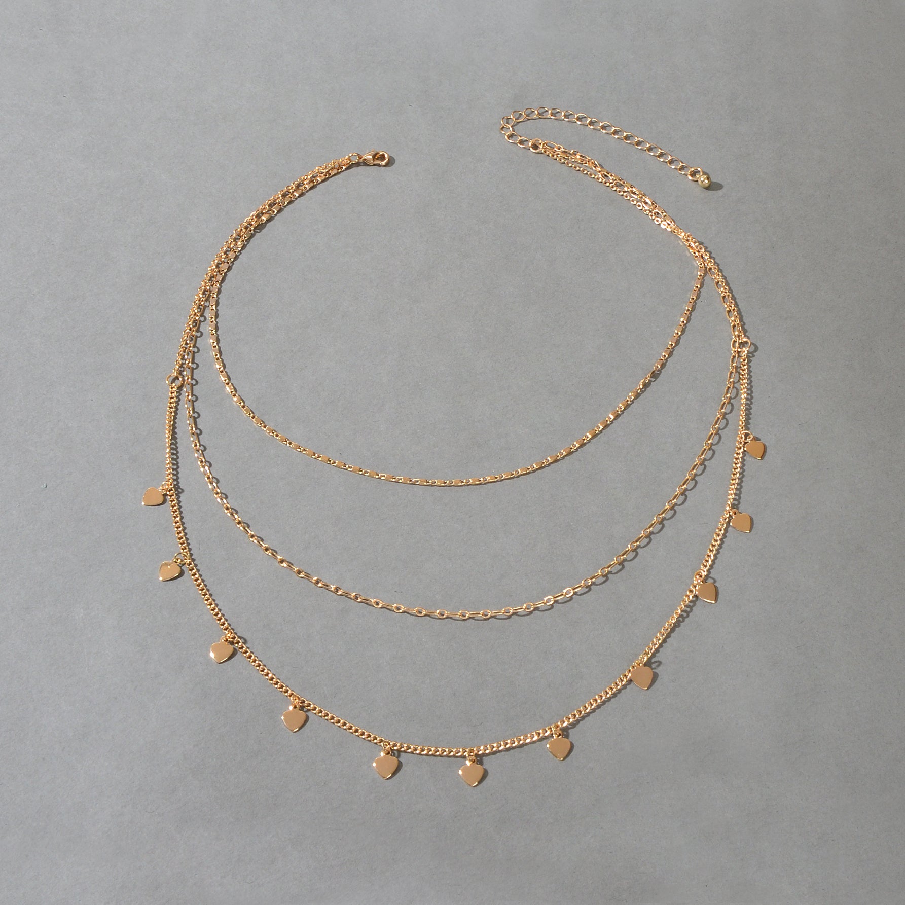 Boho Chic Jewelry Multi-layer Gold Chain Heart Charm Necklace Trendy Accessories