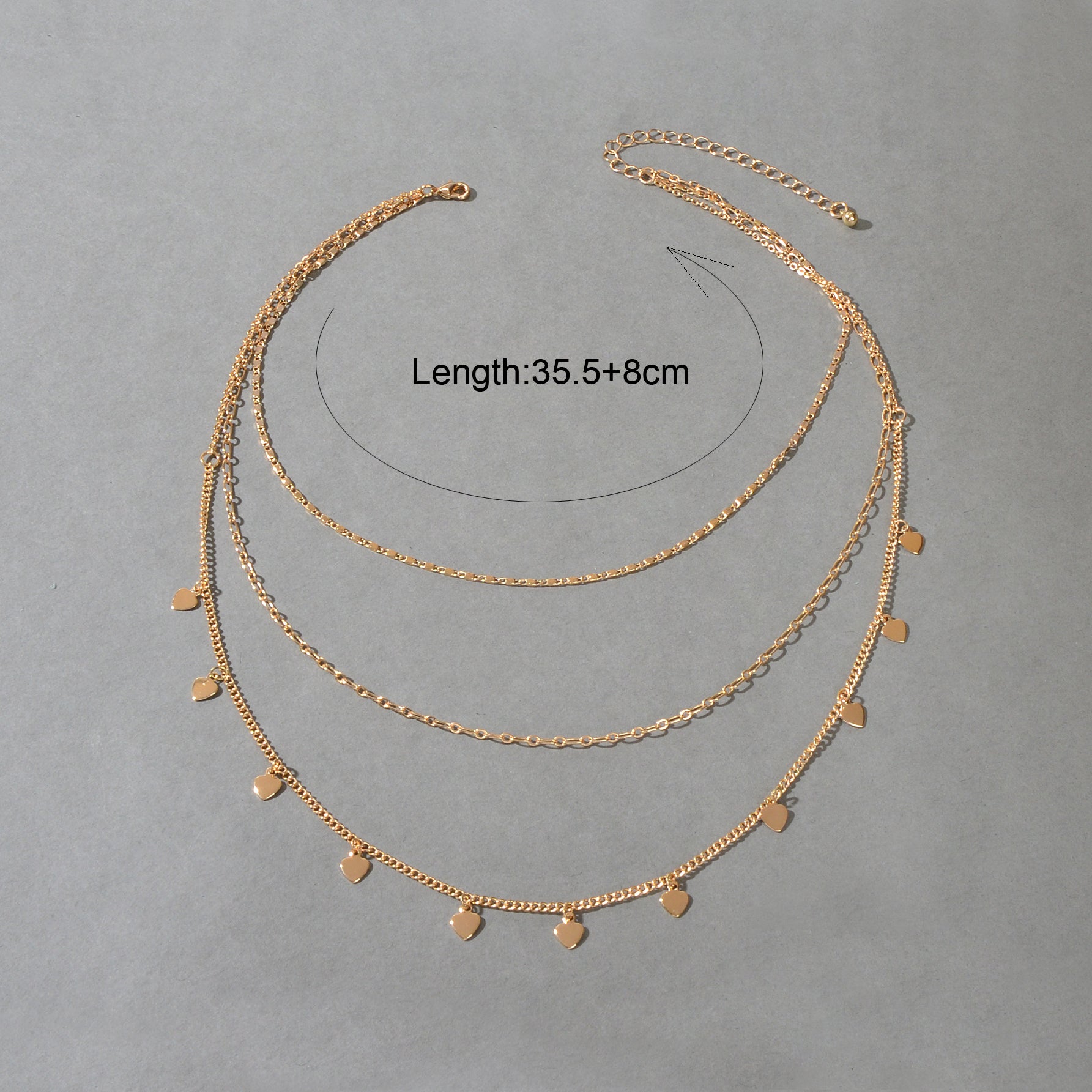 Boho Chic Jewelry Multi-layer Gold Chain Heart Charm Necklace Trendy Accessories