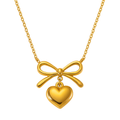 Bow Heart Pendant Necklace -Dainty Cute Pendant Jewelry Gift